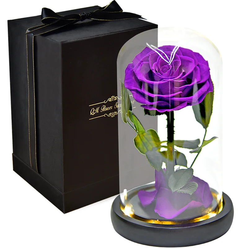 Популярная на Amazon Сохраненная Роза из цветка на День Святого Валентина в стеклянном куполе романтические подарки неувядающая Роза роскошный подарок