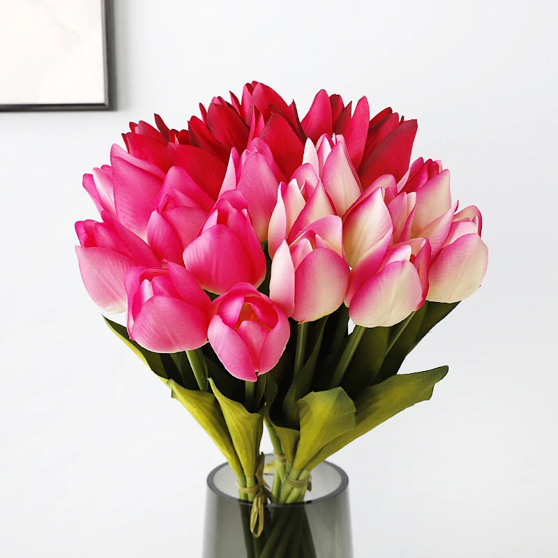 New Soft Latex 7 Heads Flower Tulip Artificial flower Bouquet Parrot White Tulip for Event Decor Decoration