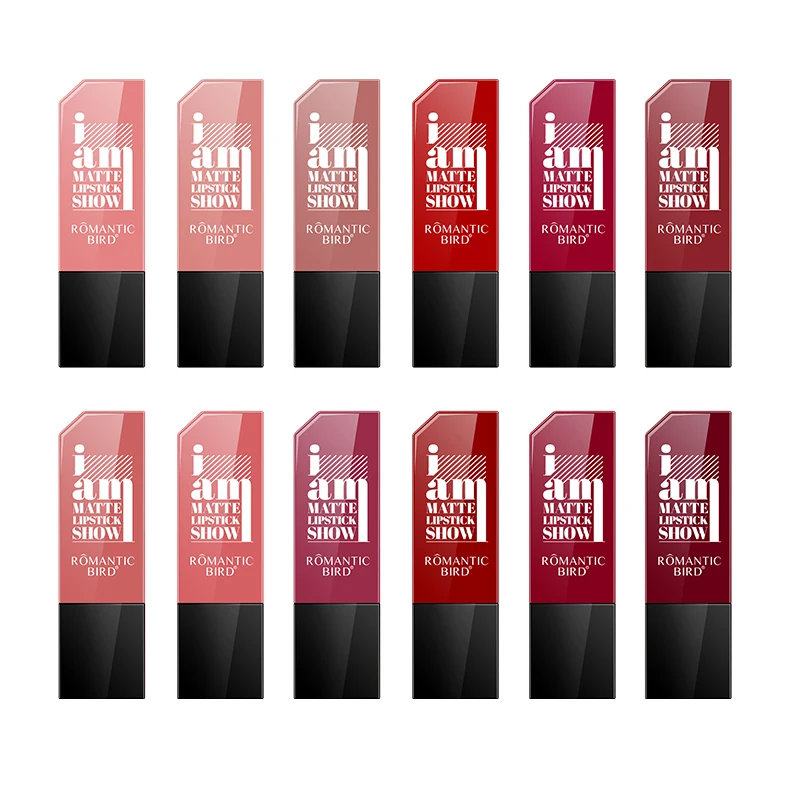 Romantic Bird 96 Colors Unique Geometric Lipstick Vegan High Quality Cosmetics OEM long lasting Matte Rough Velvet lipstick