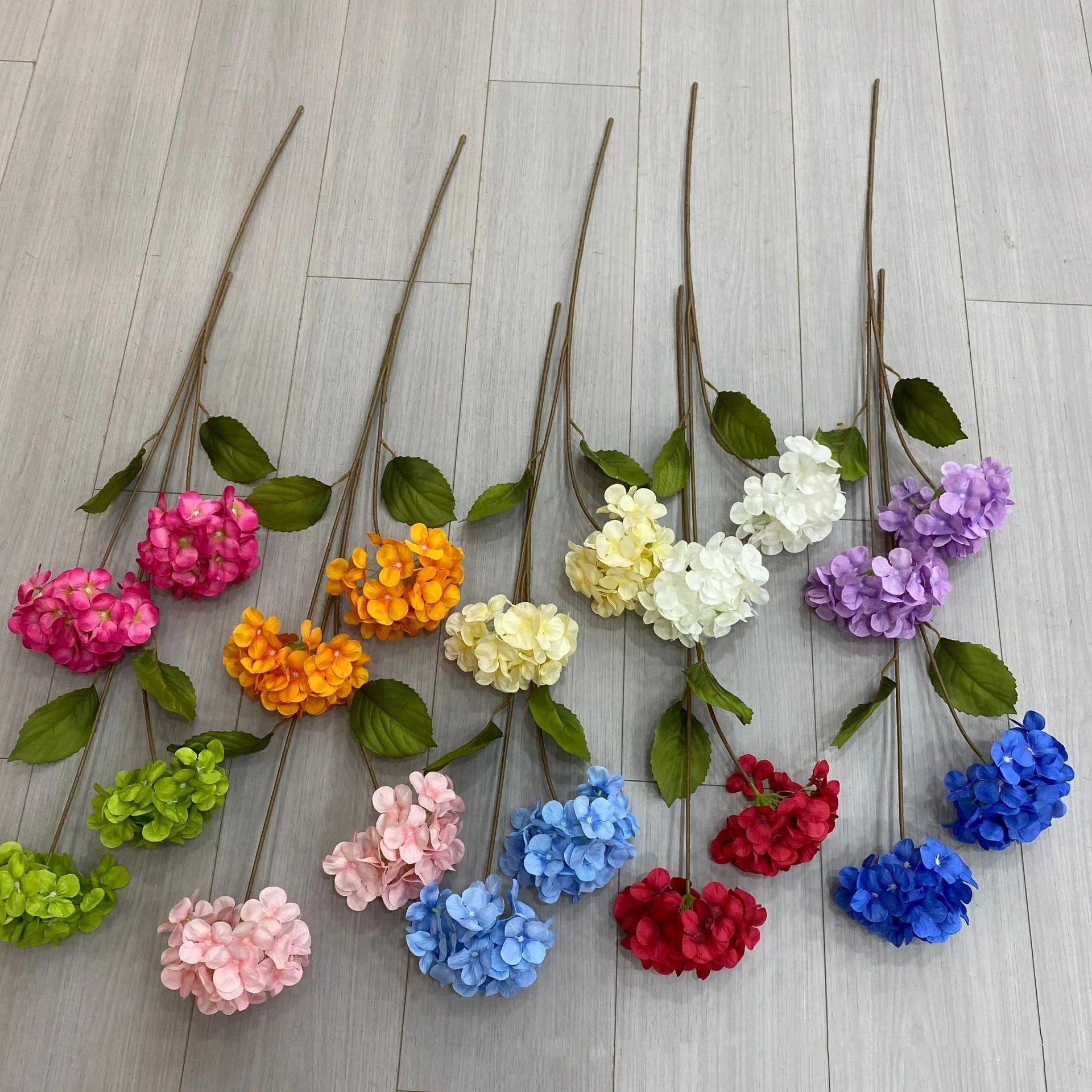 Yopin-2099 Wholesale 2 Heads Large Red Hydrangea Artificial Flower Bushes