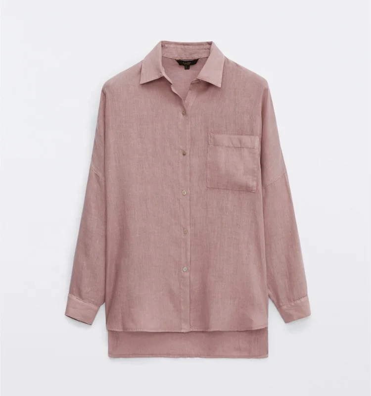 Sustainable Autumn Solid Long Shirt Women Cardigan Casual Lapel Long Sleeve Tops Vintage Cotton Linen Blouse