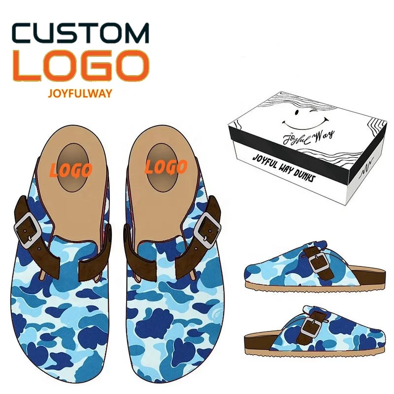 Leather custom Cork Suede Designer Slides custom logo slides  Autumn Winter Loafers Shoes Classic Tan Brown Black Fashion Luxury