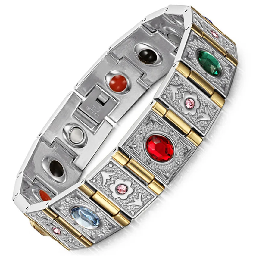 Titanium & Stainless Steel Germanium Energy Bracelets with Bio Magnetic Bracelet Men Jewelry