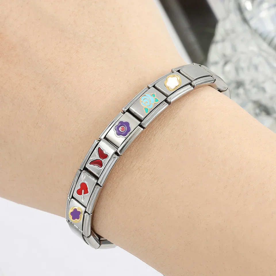 Italian Modular Bracelet With Detachable Matching Stainless Steel Bracelet