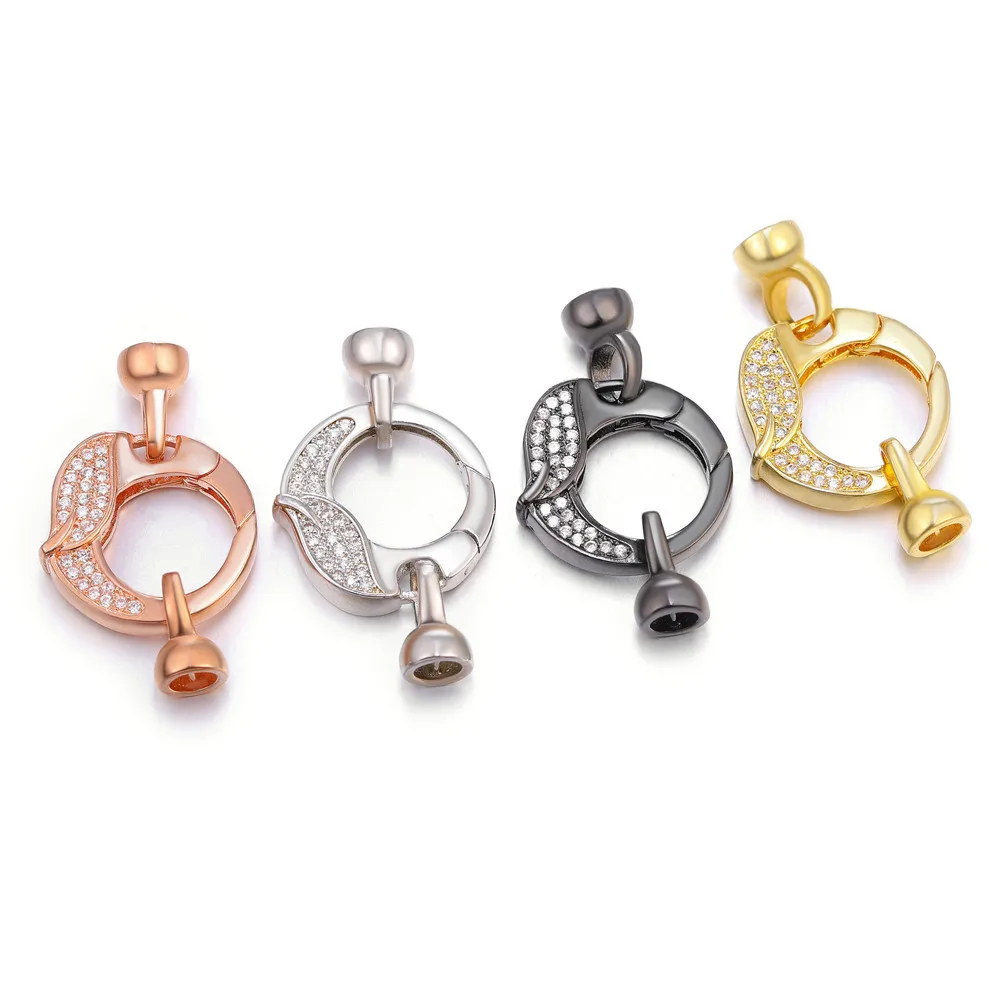 Diy Jewelry Accessories Double Side Connectors Zirconiz Rhinestone Leaf  Round Lobster Clasp