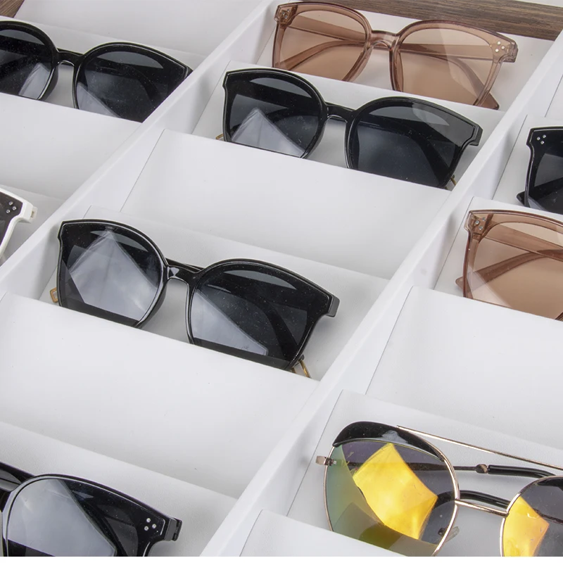 High Quality Black Walnut Wooden 24 Glasses Sunglasses Eyeglasses cases Sales Display Tray Ladder Props