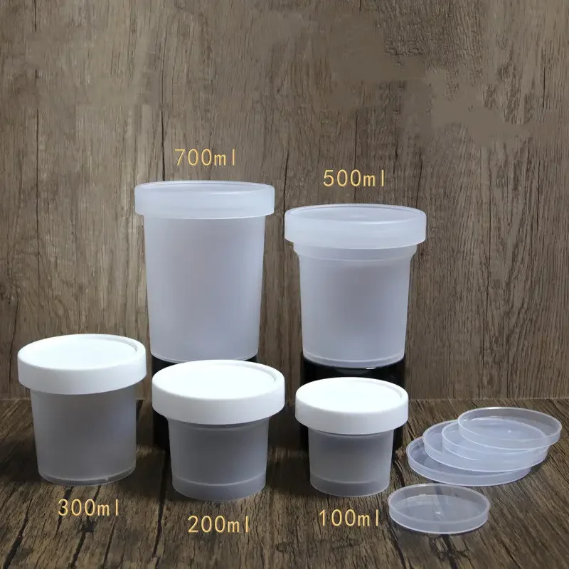 R 100ml 300ml 500ml Disposable Ice Cream Cup Package Yogurt Pudding Jelly Plastic Jar Mousse Dessert Containers with Inner Lids