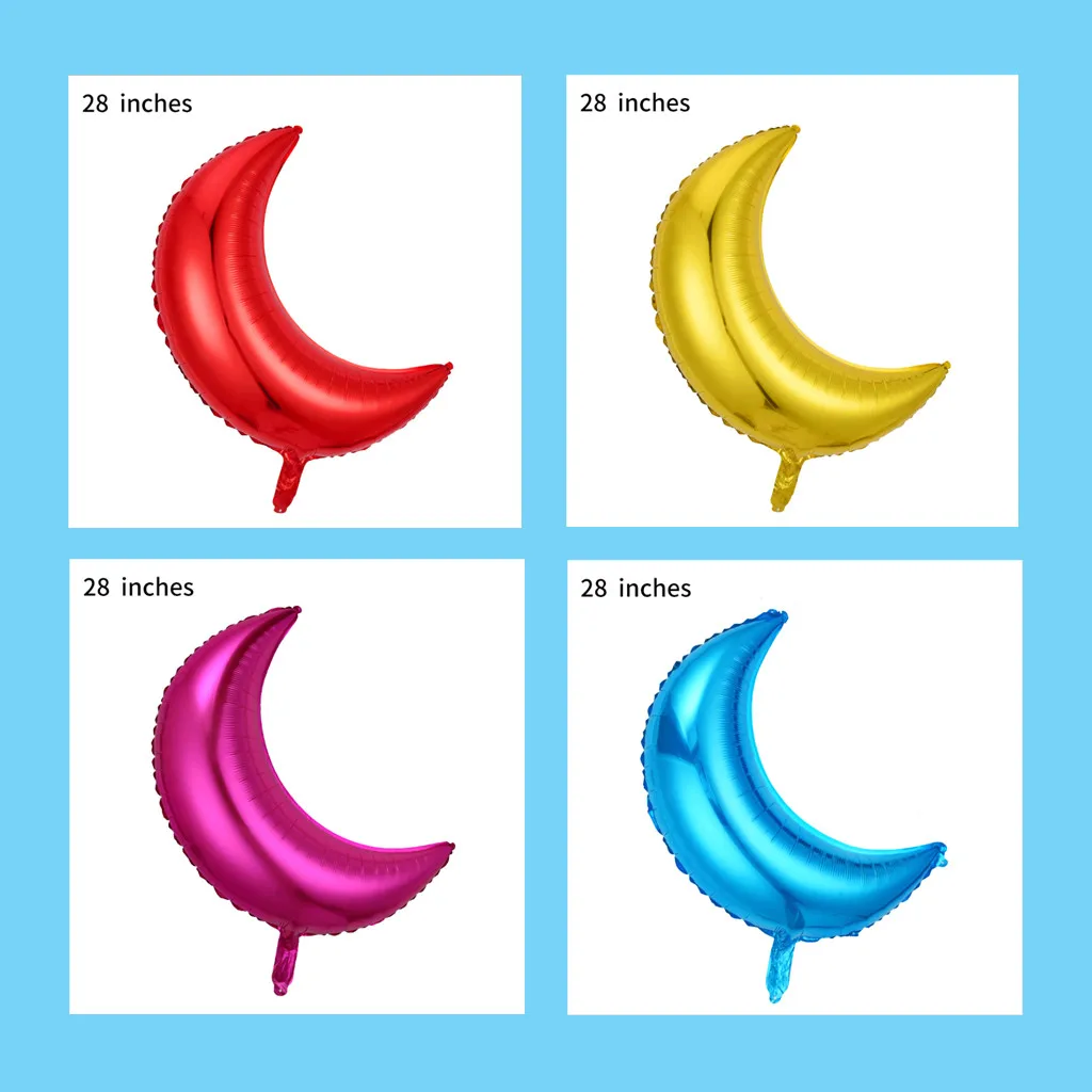 Custom 28 inch moon shape foil balloons birthday party decoration atmosphere balloon star shape thin version of the moon