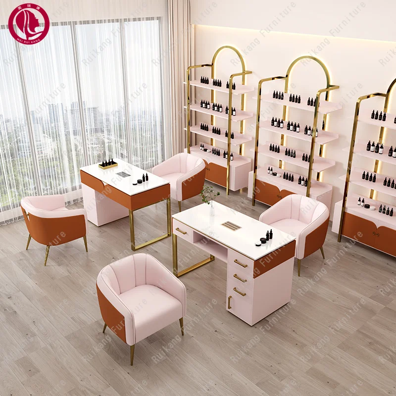 Nail Equipment Modern Luxury beauty salon furniture Makeup Desk Manicure Table Chairs Set  Nail Table With nail chair