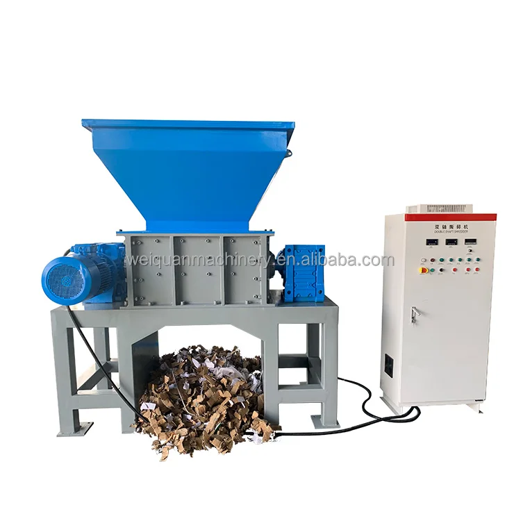 industrial rubber tire waste plastic metal bottle film two double shaft shredder machine for sale