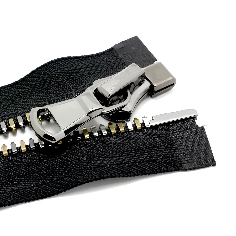 High Quality Five Colors Tooth Metal Zipper Corn Shape Teeth Brass Zipper Metal Zipper For Leather Jacket