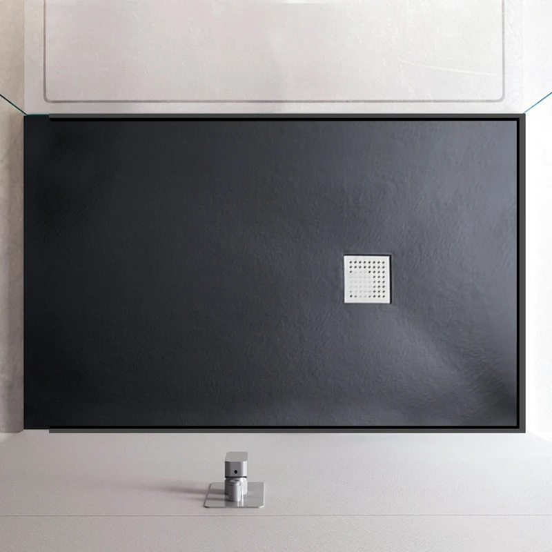 ODM OEM Rectangle MC Acrylic Shower Base Tray with Artificial Marble Stone Surface Customizable Resin Bathroom Accessory