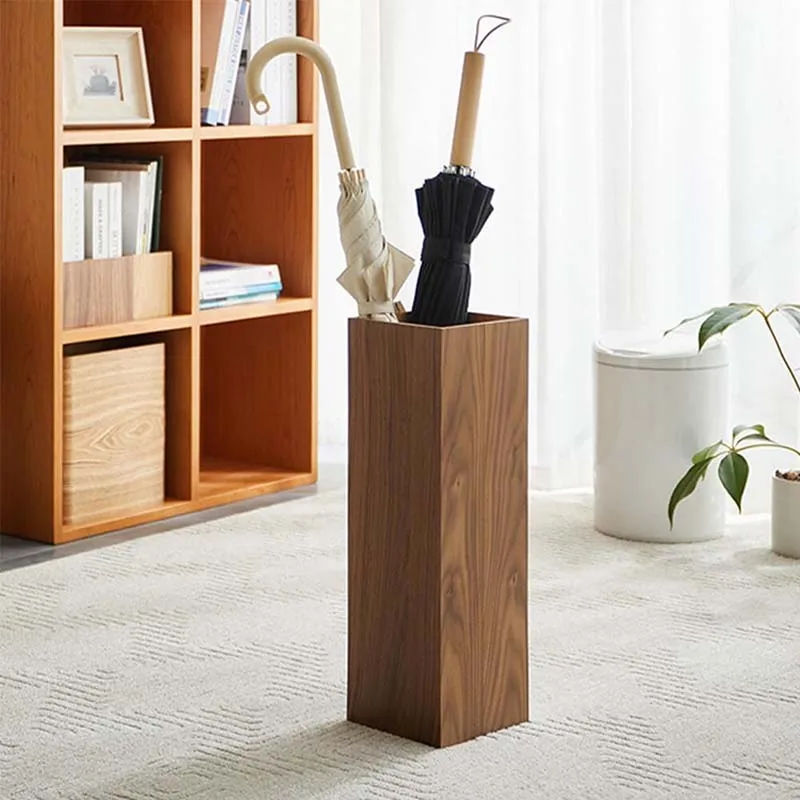 Wooden Square Umbrella Holder Free Standing Umbrella Storage Organizer Umbrella Bucket Canes Walking Sticks Rack