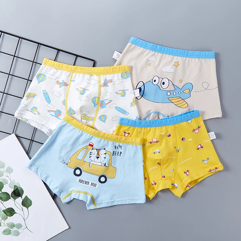 Multiple Combinations Soft Feeling 3 Pieces Breathable Cartoon Boy Kids Boxers Underwear