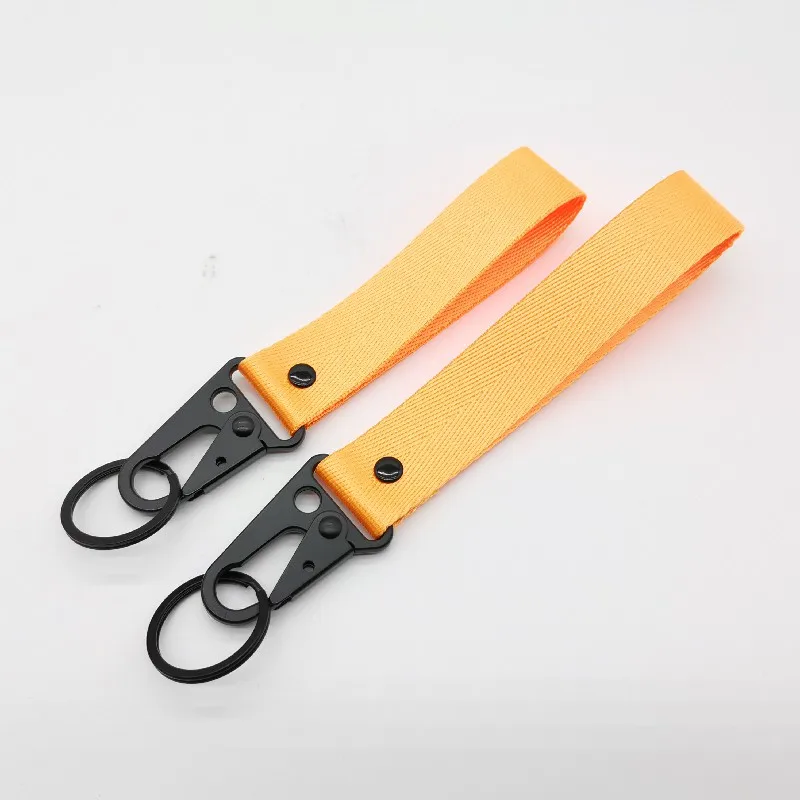 Customizable Keychain Hook Buckle Nylon Wholesale Woven Label Heat Transfer Gift Refit Race Brand For Motorcycle Car Accessories