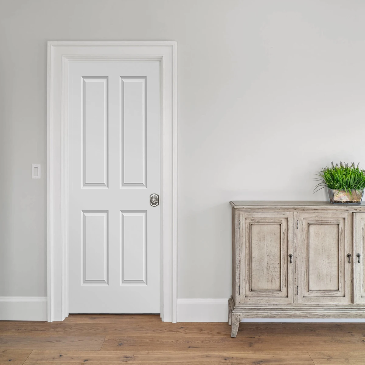 4 Panel Prehung Interior Doors White MDF Molded Door Wood Primed Internal Prehung Doors for houses