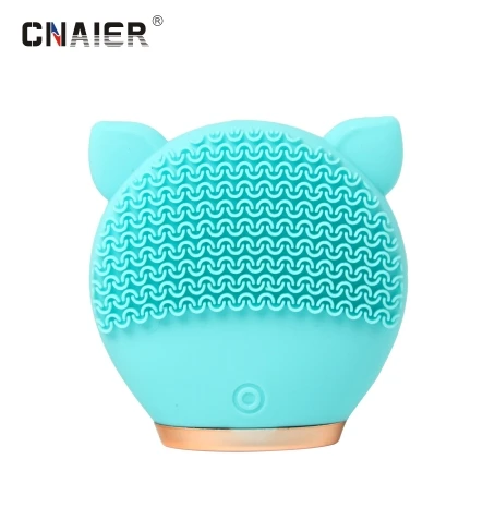 
AE-616A CNAIER Rechargeable waterproof Electric sonic silicone facial cleaning brush cute cartoon design facial cleansing brush 