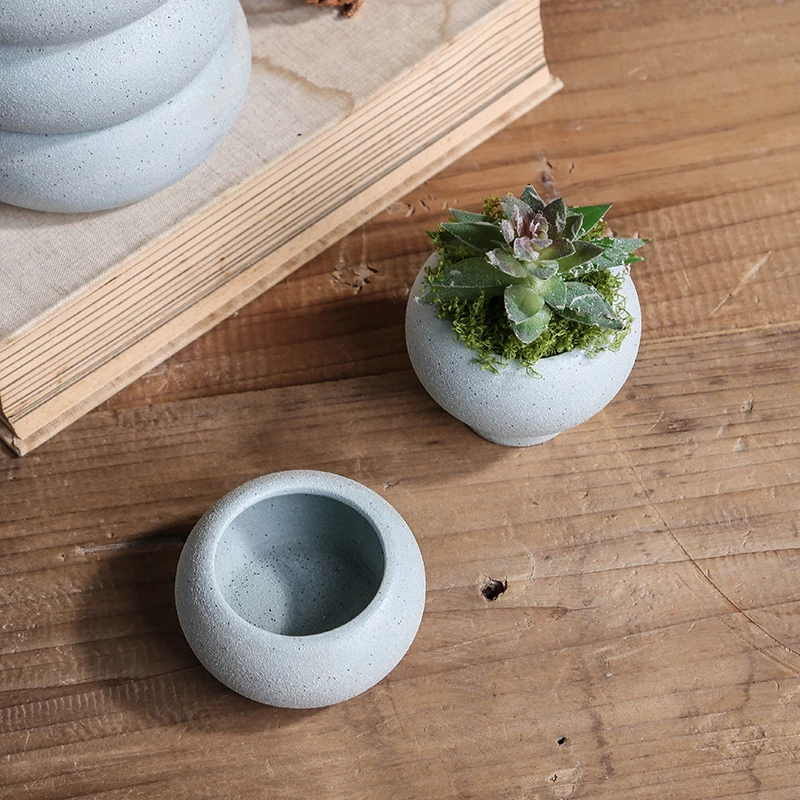 Wholesale Custom Nordic Cylindrical Round Blue Ceramic Flower pot Frosted Succulent Plant Flower Pots For Home Living Room Decor