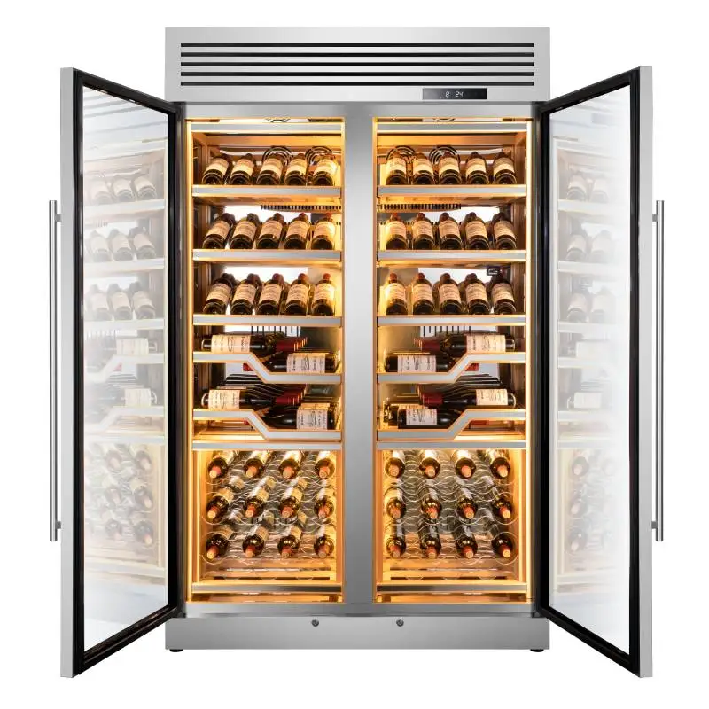 Vinopro Single Zone Electric Compressor Wine Cooler 800L 112 Bottles  Glass Door Household Wine Fridge 3 Shelf for options
