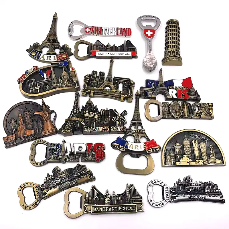 Изготовленные на заказ сувениры металлический магнит холодильник производитель 3D городские магниты для холодильника