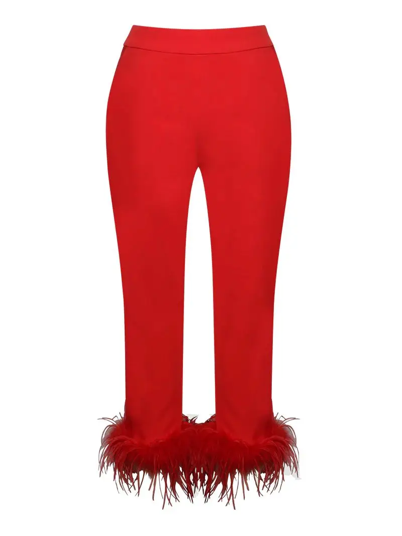 SR2231 New Fashion Clothes For Women Luxury Two Pieces Set With Feather Sexy Two Piece Set Club Wear