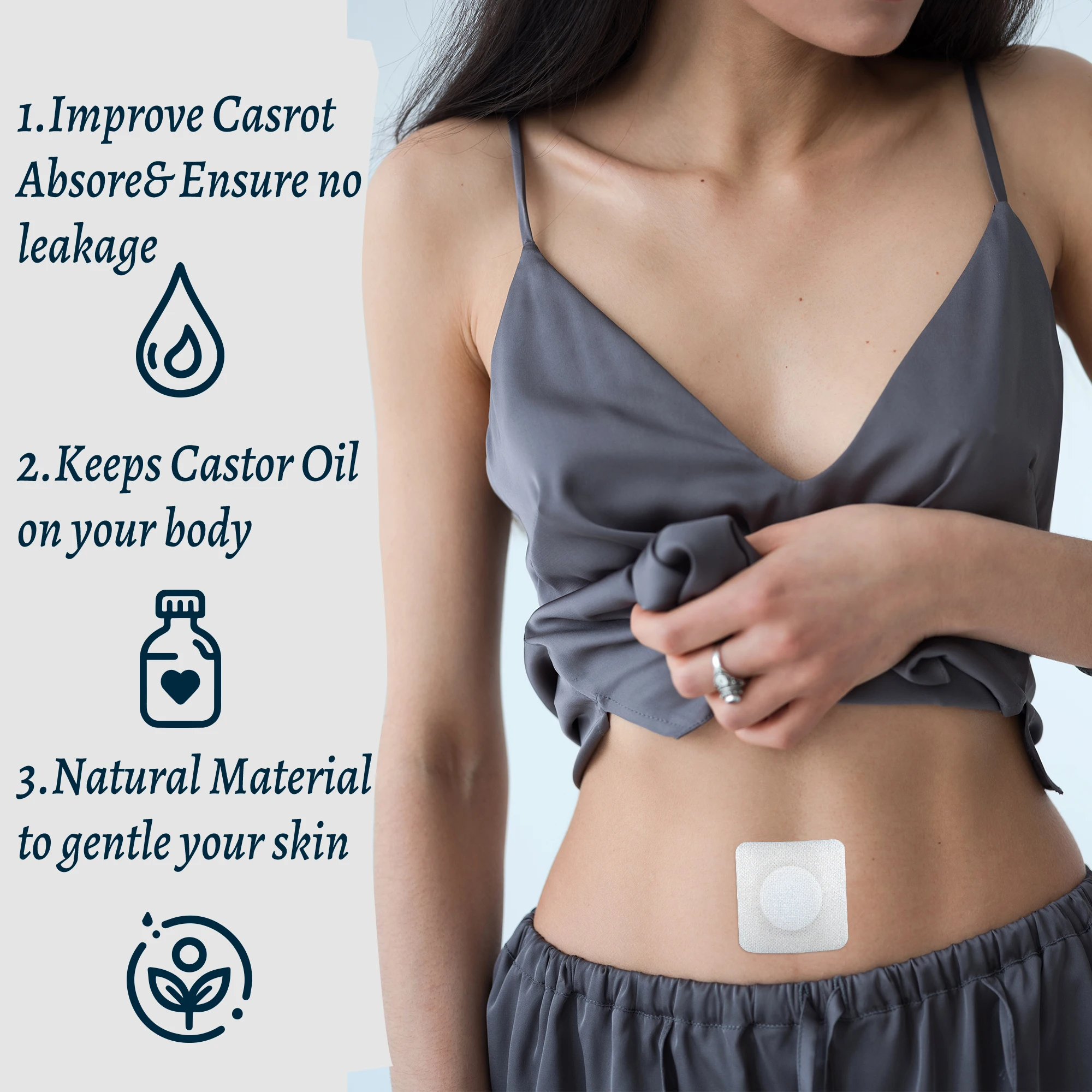 Famicheer Disposable Self-Adhesive Organic low price Castor Oil Pack Wrap Belly Button Highly Absorbent Castor Oil Pack Kit