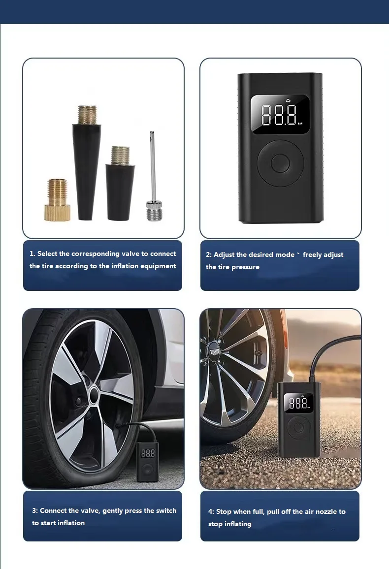 New car air pump compressor for car tires digital tire tyre inflators rechargeable Wireless mini portable battery cordless psi
