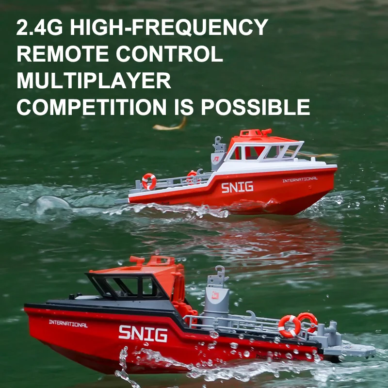 SJY-TX694 Mini 2.4G 1/32 scale Remote Control Rescue Ship 8km/h High Boat Kids Simulation Ship Model Tugboat Towboat Toy
