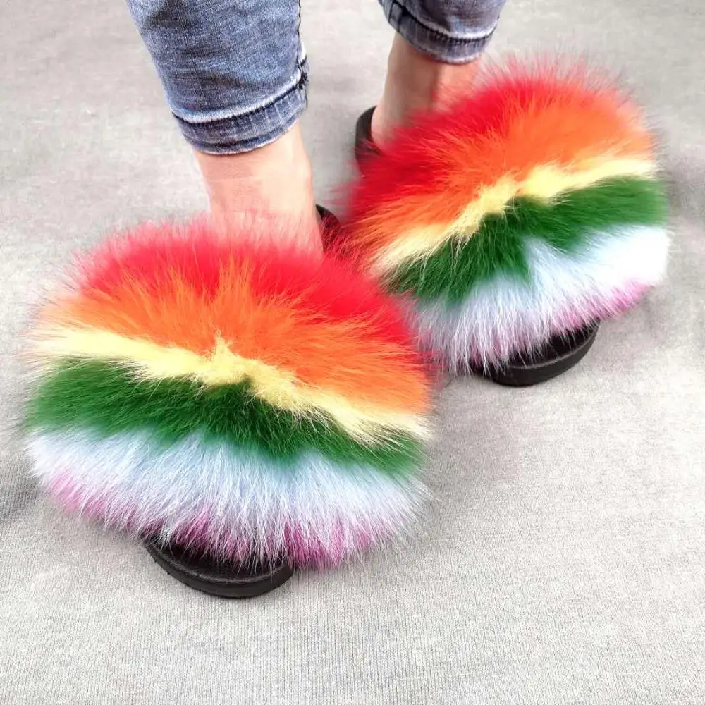 Perfect Wholesale Fashionable Real Fur  Womens Leather Fur Slipper