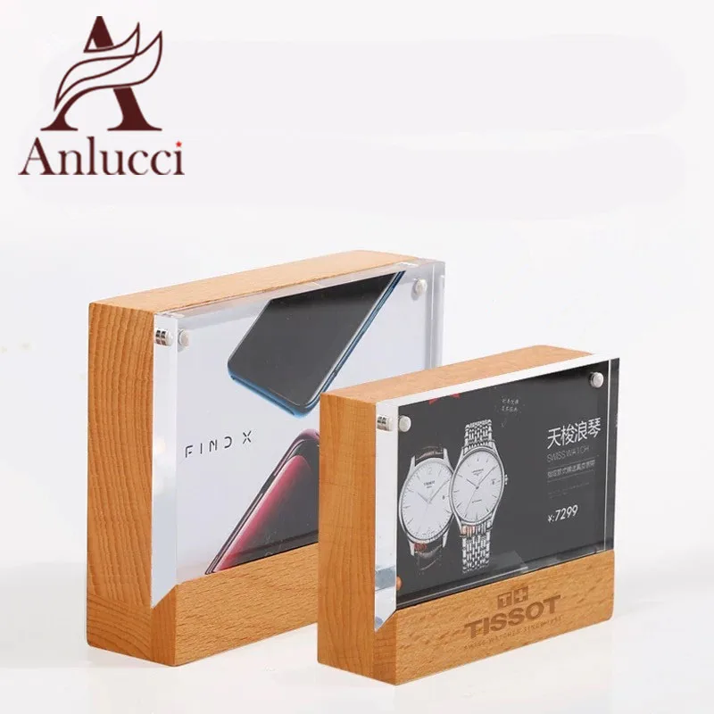 
Wholesale Menu Price Frame Table Display Stand Acrylic Stander With Wooden Base 