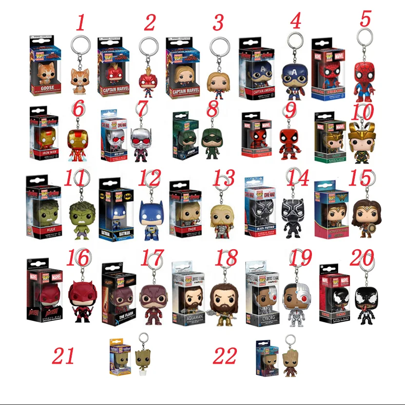  HOT FUNKO POP Marve Dc Justice League Character Pocket Keychain Vinyl Action Figure Toys gift doll