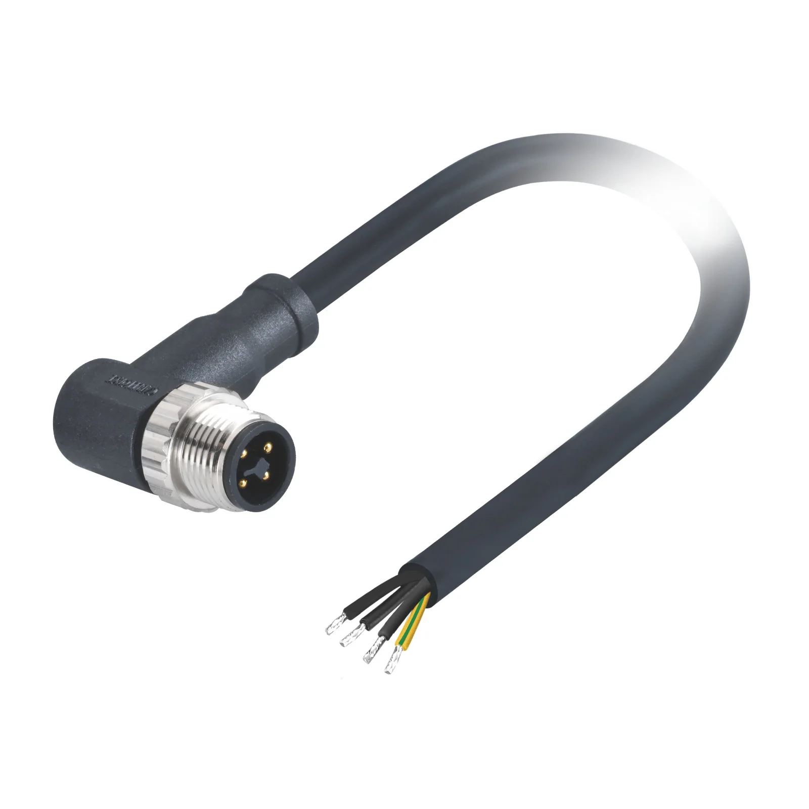 M12 T код мужской прямоугольный разъем 4 Pin формованный 1 м ПВХ-экранированный 12A мощность конец кабеля с терминалы