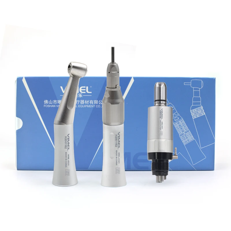 Dental Low Speed Handpiece Kit Contra Angle 1:1 Straight External Water Spray Air Motor Operation Dentistry Equipment Tool