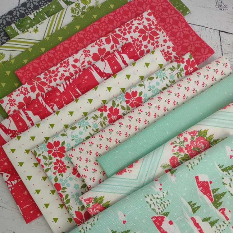 Christmas theme quilting fat quarter patchwork square custom digital printing 100% cotton sewing fabric by the yard