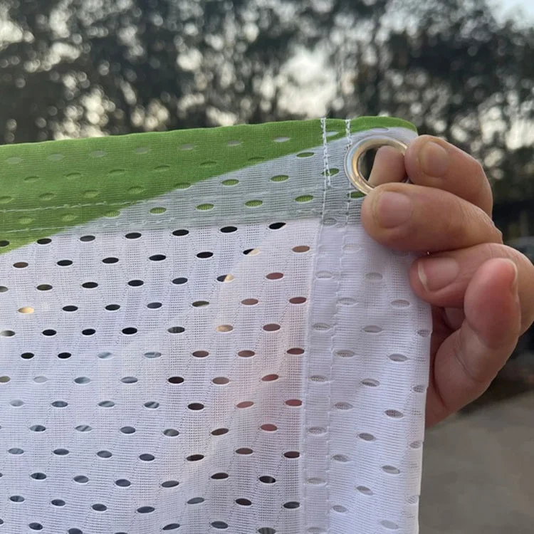 Custom Logo Printed Polyester Mesh Banner Backdrop Outdoor Windproof Rectangular Fabric Mesh Banner For Event