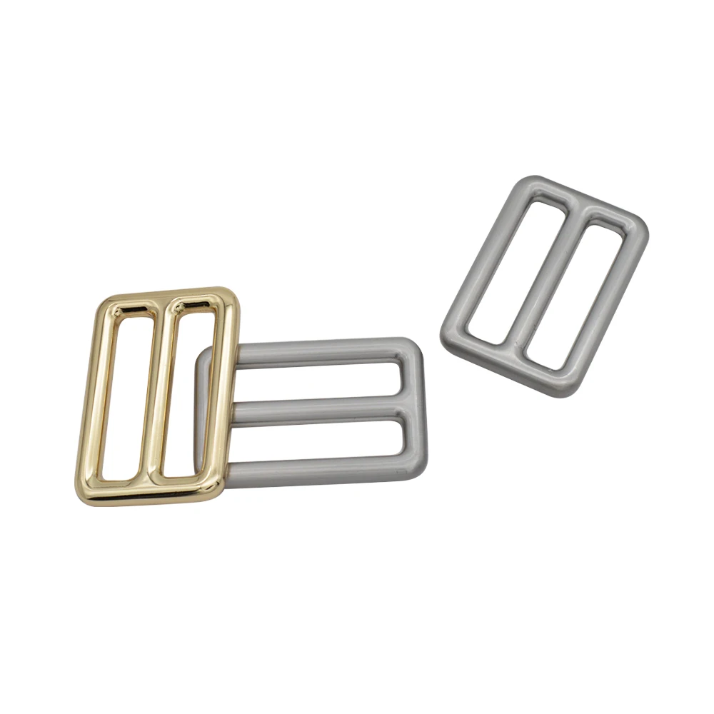 Factory hot sale metal double bar pinbidirectional adjustment flat metal rectangle square buckle for bag strap