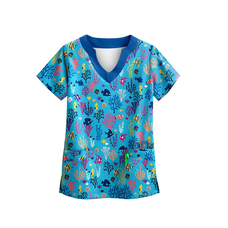 OEM service fashion printing blouse doctor uniform for female