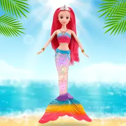 Mermaid Doll Set Colorful Light Music Princess Mermaid Enamel Doll Girl Gift