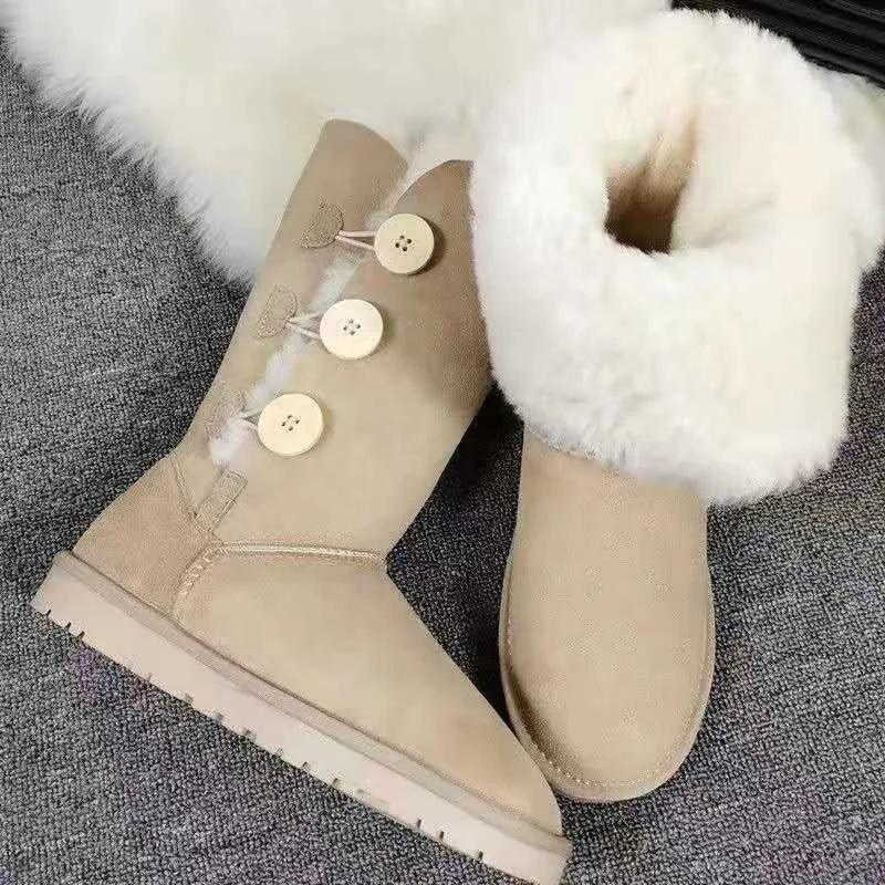 Женские сапоги до колена из натуральной шерсти, осенне-зимние теплые сапоги с круглым носком, женская обувь большого размера