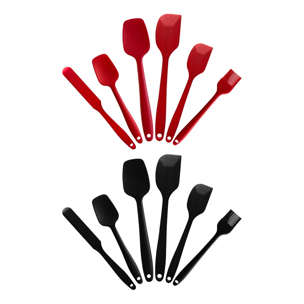 Food Grade 6PCS Silicone Baking Spatula Set Kitchen Spatula Cream Mixer Ice Cream Spoon Cream Scraper Silicone Spatula