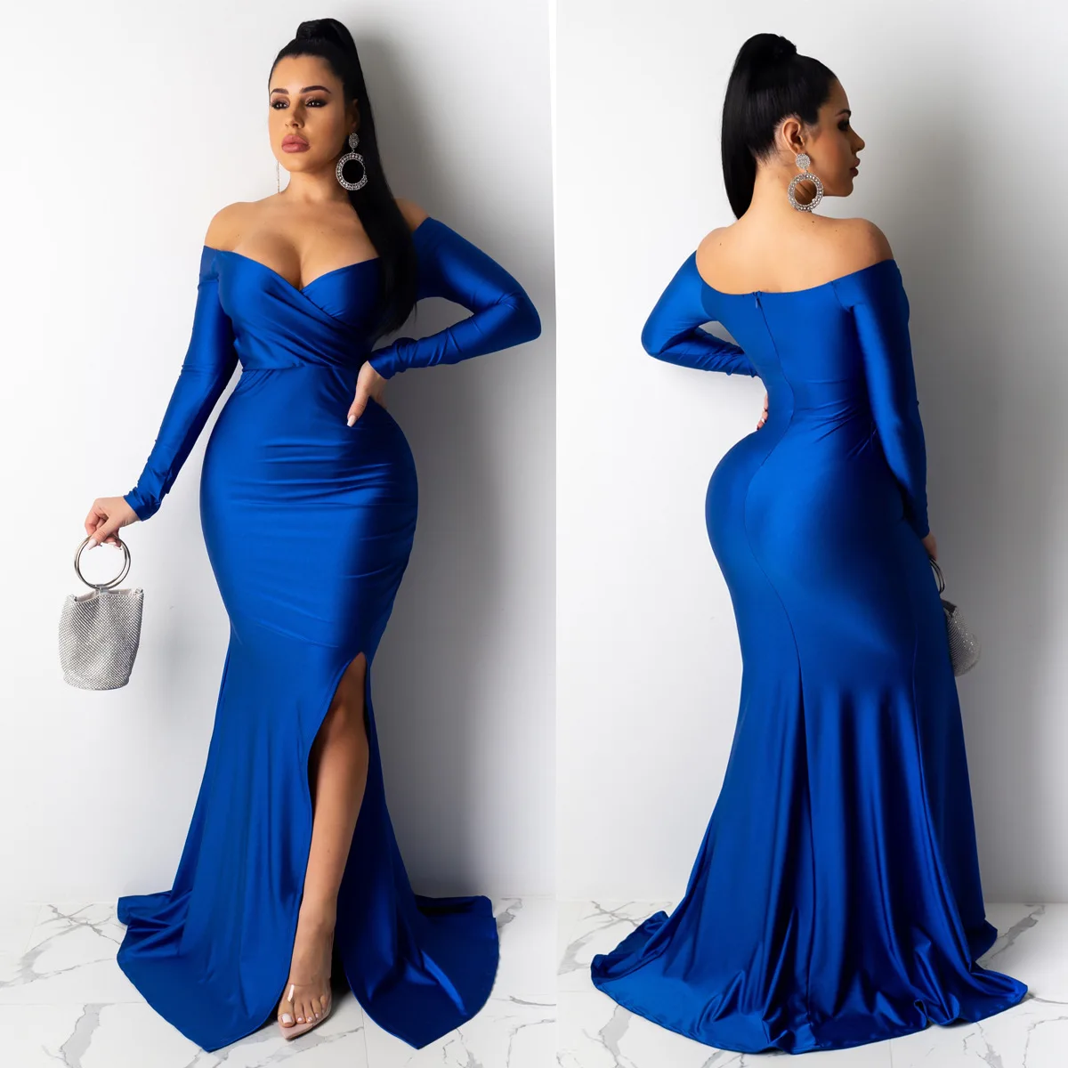 2021 Woman Fall Dress Floor Length Long Skirt Off Shoulder Elegant Casual Evening Dresses