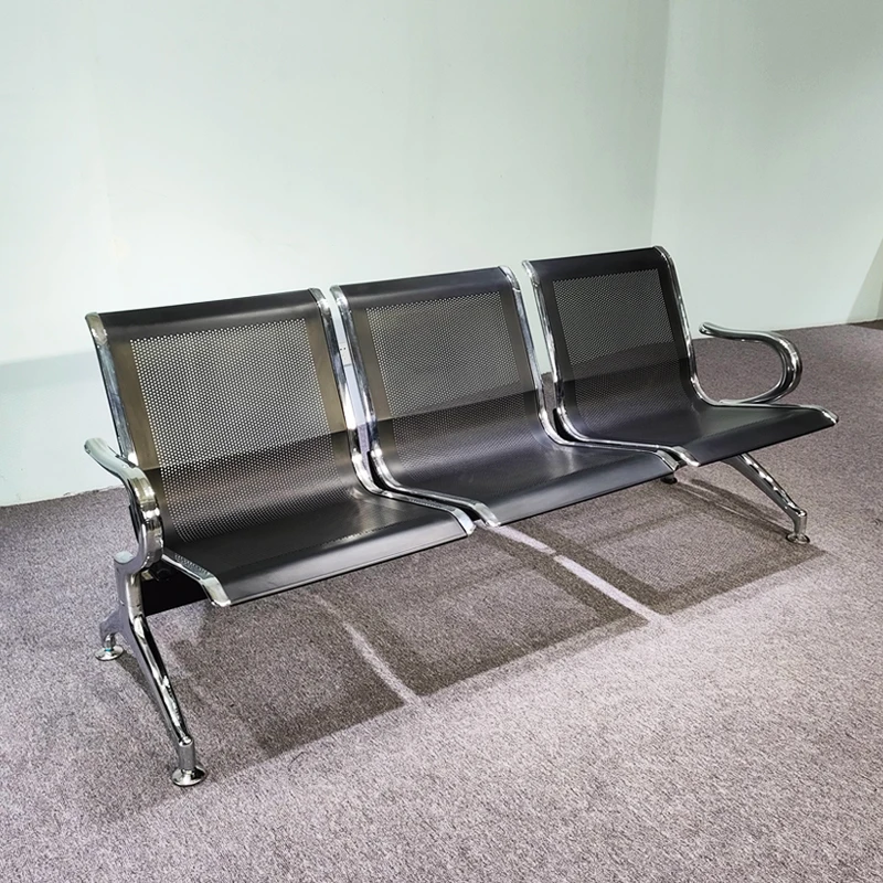 Modern Airport Conference Room Bench Triangle Chair Stainless Steel Living Room Hotel Salon Bank Public Patient Waiting Elegant
