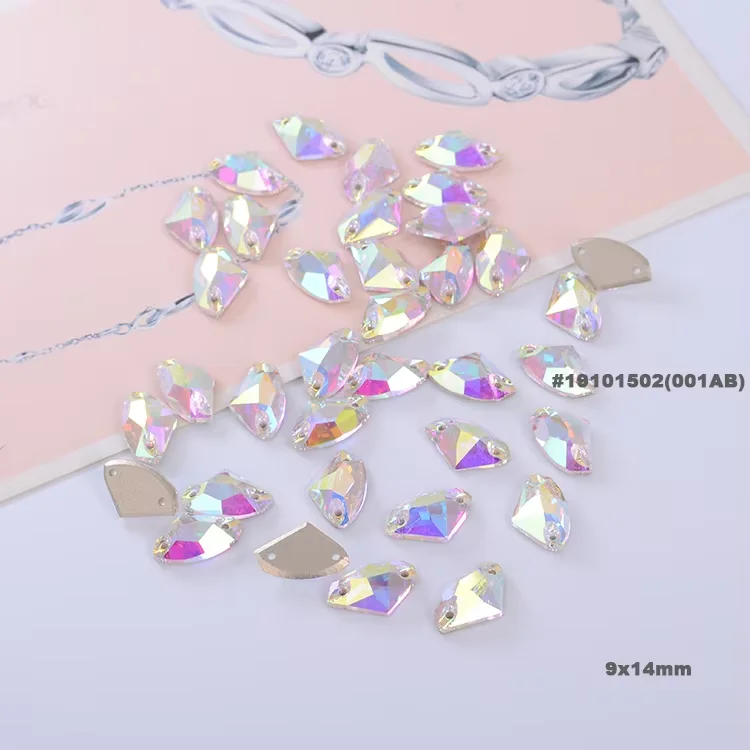 YIZE wholesale galactic cut 9x14mm sew on ab rhinestones multiple size rhinestones sew-on crystal rhinestones for clothes