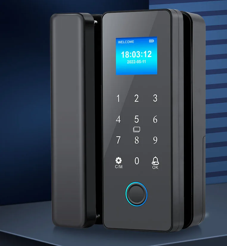 office government glass door tuya app remote control biometric fingerprint IPS screen smart glass door lock