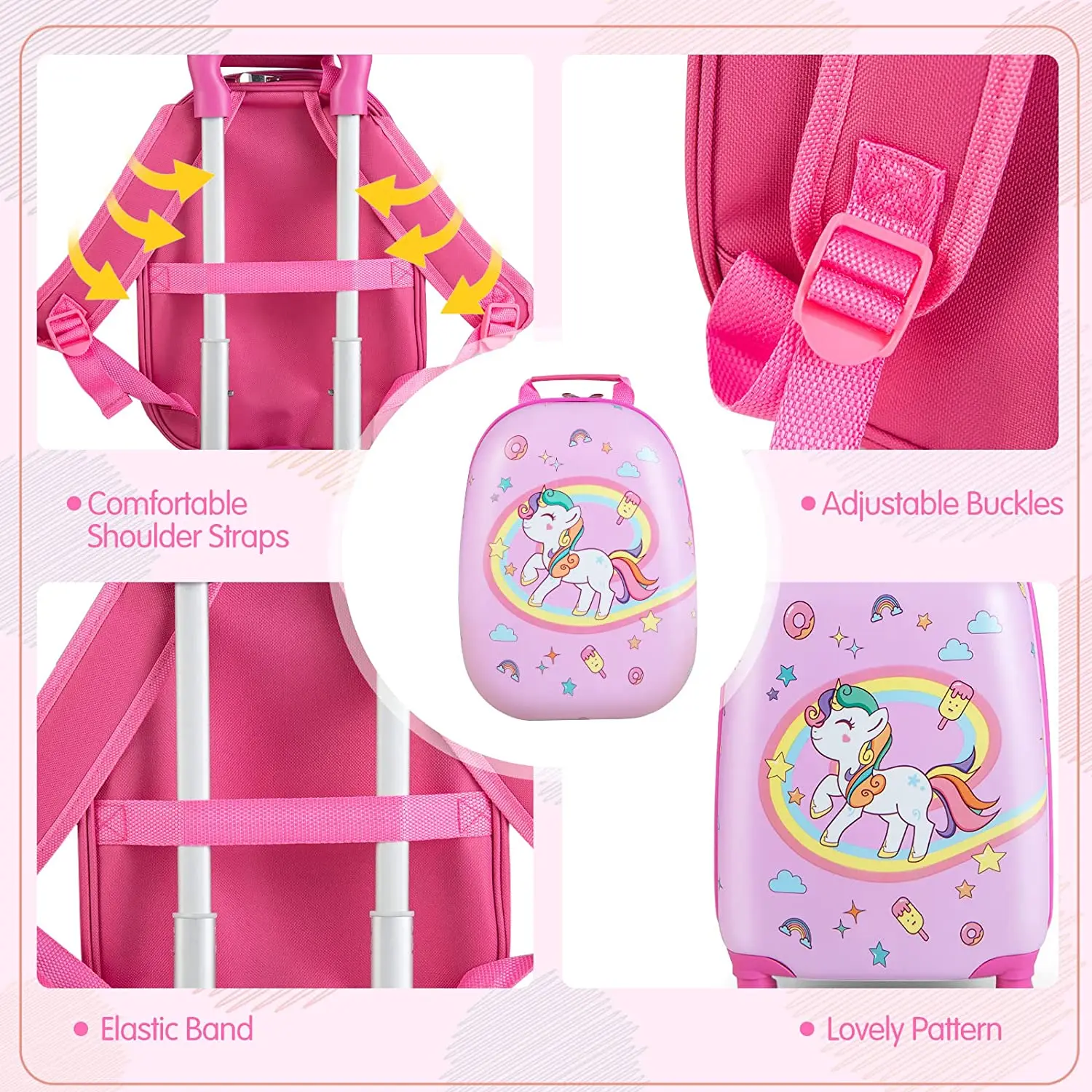 Hot Sale Kids Suitcase Cute Rainbow Unicorn Kids Luggage Set Travel Suitcase for Girls and Boys Kids Cabin Luggage Character