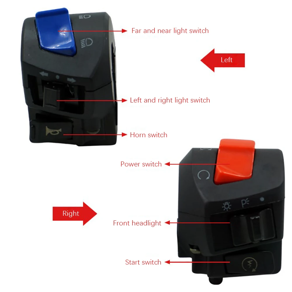 22mm Universally Motorcycle Accessories Handle Seat Switch Assembly Handle Switch Combination Switch
