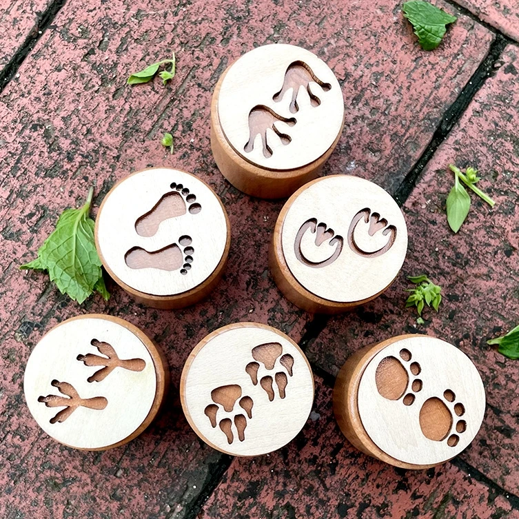 Cute animal paw column wooden pottery ceramic DIY craft portable clay stamps