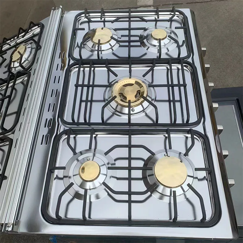 Low Power Consumption Stainless Steel Liquefied Petroleum Gas hob 5 Burner 30 Inch Gas Kitchen Stove With Oven
