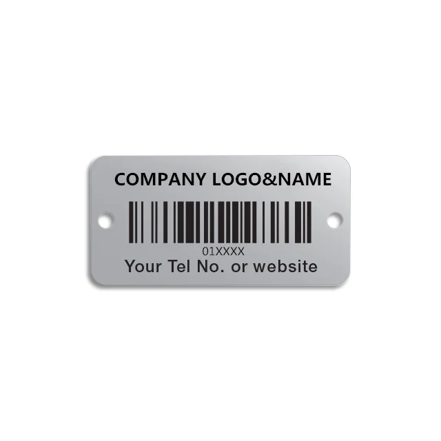 Custom Brand Logo Aluminum Adhesive Sticker Asset Metal Label Bar Code Serial Number Tags