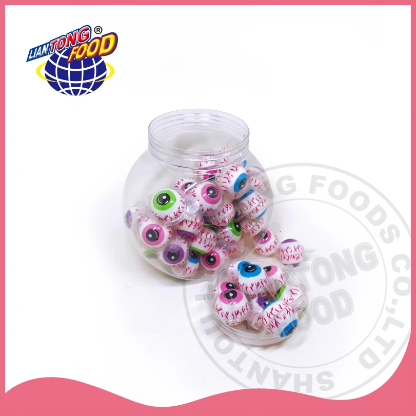 New Product Round Bottled Eye Design Strawberry Sandwich gummy candy